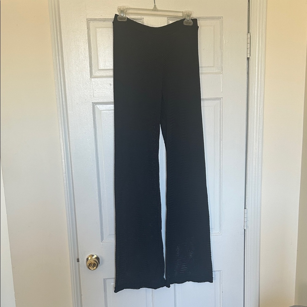 Jarbo Black Wide Leg Open Weave Cover Up Pants